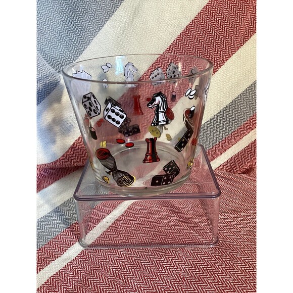 Hazel Atlas Vintage 1960’s Glass Ice Bucket Casino Cards Dice Poker Barware MCM - Picture 2 of 7